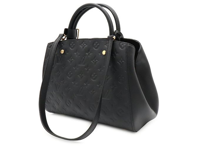 Borsa Louis Vuitton Monogram Empreinte Montaigne MM Nero - vista 3