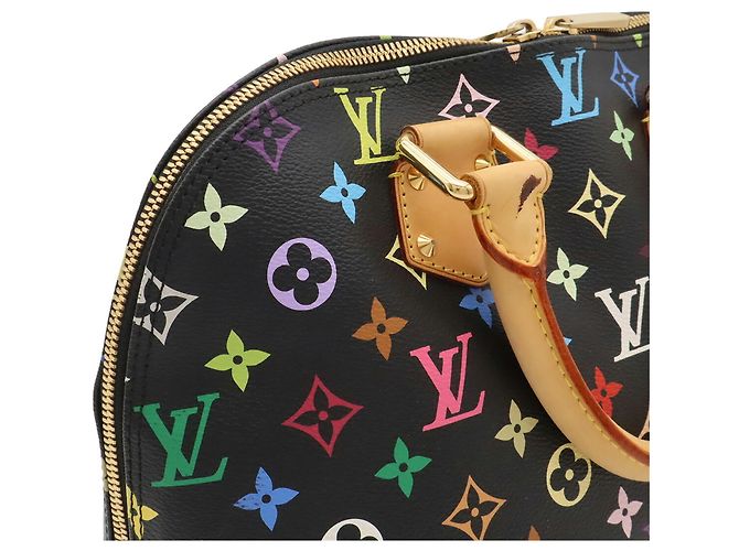 Borsa Louis Vuitton Monogram Multicolor Alma Noir Nero - vista 8