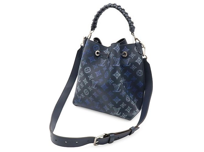Borsa Tote Louis Vuitton Monogram Mahina Mulia Flight Mode Blu Blu navy - vista 3