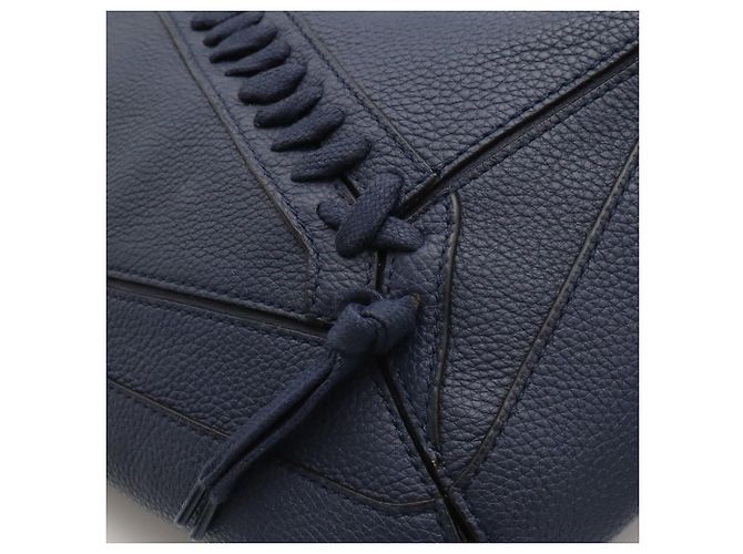 Borsa Loewe Puzzle - Borsa a tracolla in pelle blu navy - vista 8