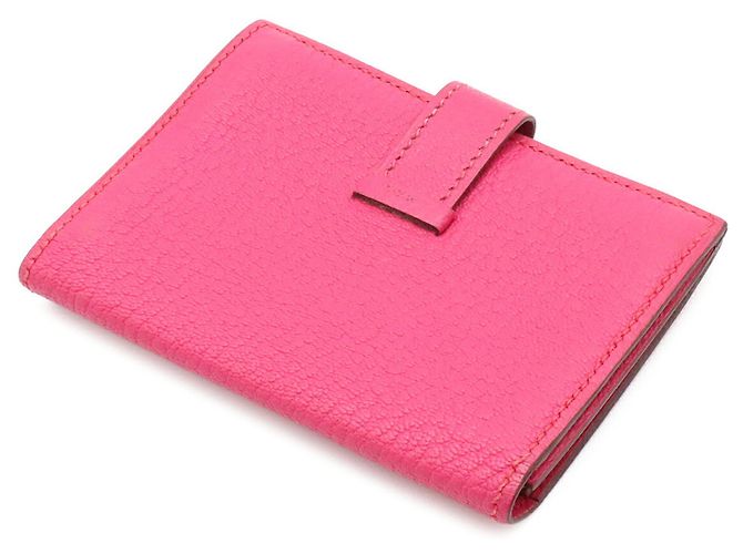 Tarjetero Hermès Bearn en Rose Shocking Pink Rosa - vista 3