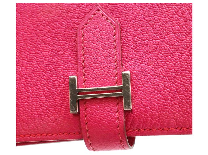 Tarjetero Hermès Bearn en Rose Shocking Pink Rosa - vista 5
