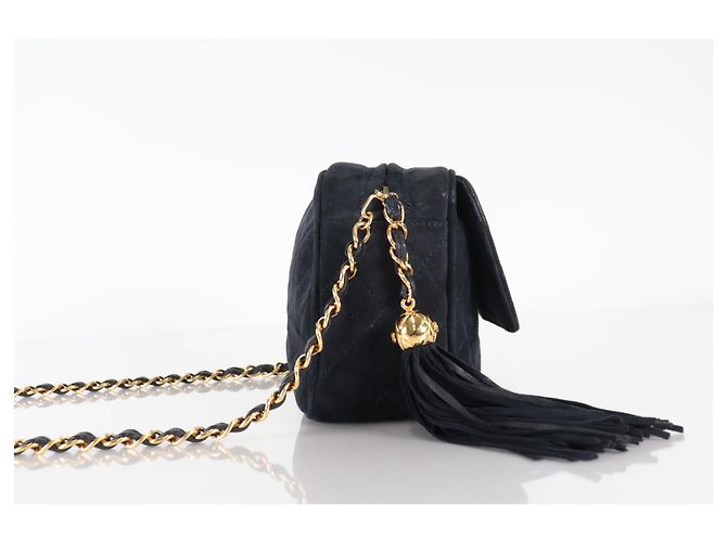 Camera Chanel Shoulder Suede Patchwork Medium Black - view 3