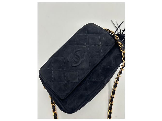 Camera Chanel Shoulder Suede Patchwork Medium Black - view 7