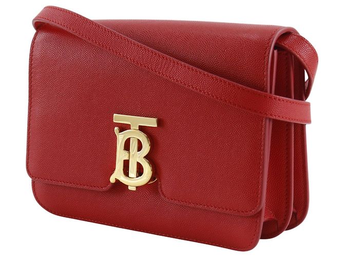 Burberry TB Flap Leather Small Rosso - vista 3
