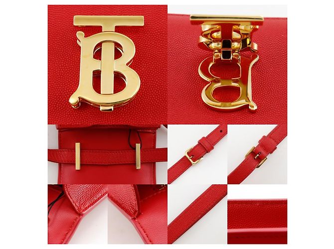 Burberry TB Flap Leather Small Rosso - vista 6