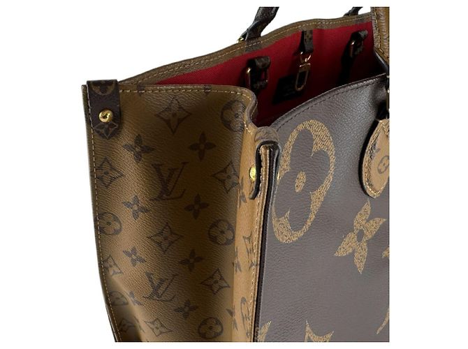 Borsa Louis Vuitton Monogram Reverse OnTheGo GM Marrone Monogramma - vista 7