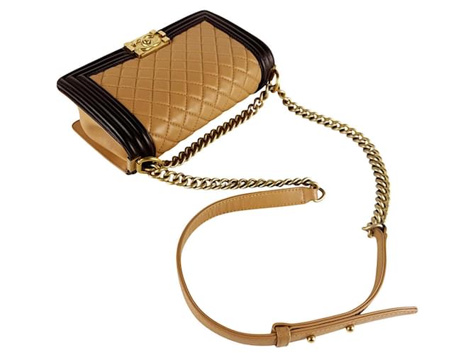 Borsa Chanel Boy a Spalla Marrone Beige - vista 10