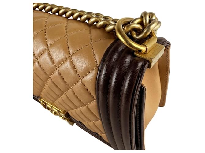 Borsa Chanel Boy a Spalla Marrone Beige - vista 6