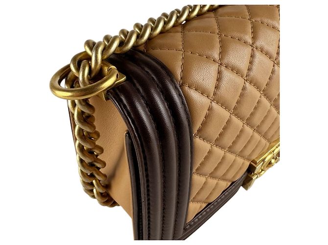 Borsa Chanel Boy a Spalla Marrone Beige - vista 7