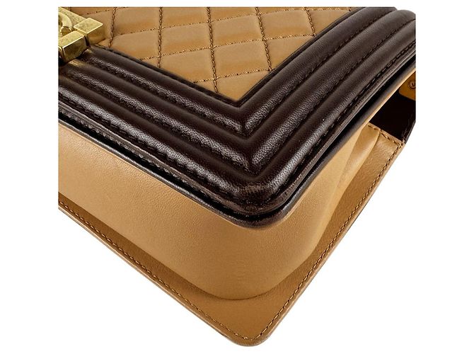 Borsa Chanel Boy a Spalla Marrone Beige - vista 8
