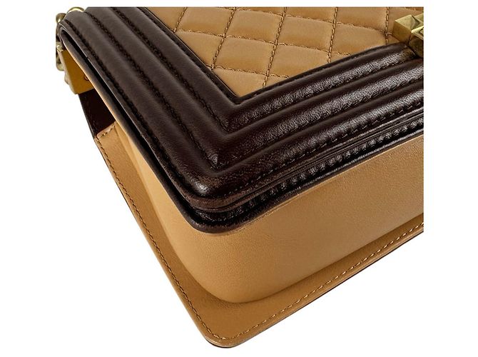 Borsa Chanel Boy a Spalla Marrone Beige - vista 9
