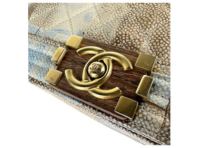 Borsa Chanel Boy a Spalla Marrone Blu Beige - vista 11