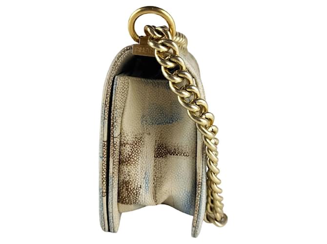 Borsa Chanel Boy a Spalla Marrone Blu Beige - vista 2