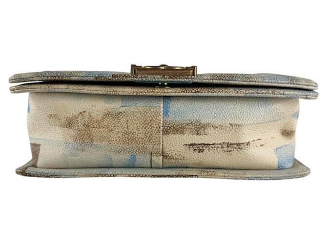Borsa Chanel Boy a Spalla Marrone Blu Beige - vista 4