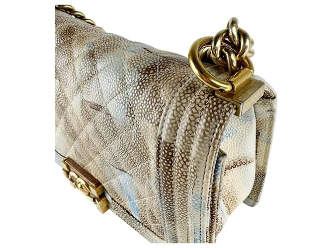 Borsa Chanel Boy a Spalla Marrone Blu Beige - vista 6