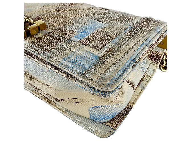 Borsa Chanel Boy a Spalla Marrone Blu Beige - vista 8