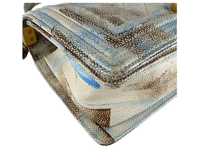 Borsa Chanel Boy a Spalla Marrone Blu Beige - vista 9