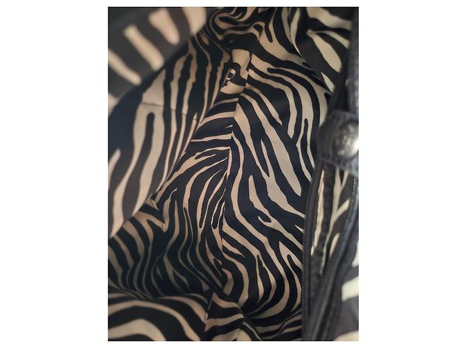 Kate Moss Longchamp Borsa a mano in pelle nera e pelliccia Nero - vista 6
