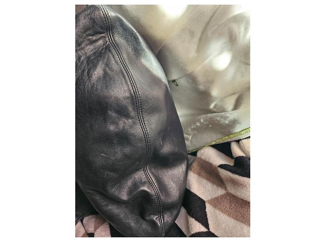 Kate Moss Longchamp Borsa a mano in pelle nera e pelliccia Nero - vista 7