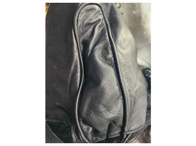 Kate Moss Longchamp Borsa a mano in pelle nera e pelliccia Nero - vista 8