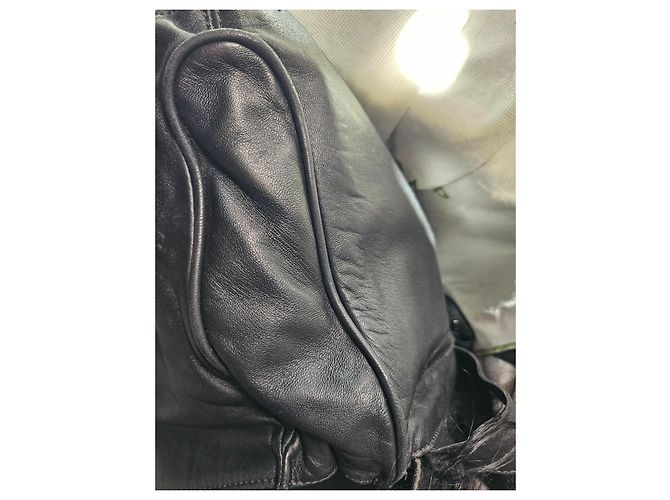 Kate Moss Longchamp Borsa a mano in pelle nera e pelliccia Nero - vista 9