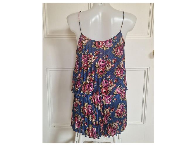 Mini abito plissé floreale Zimmermann Rosa Blu - vista 4