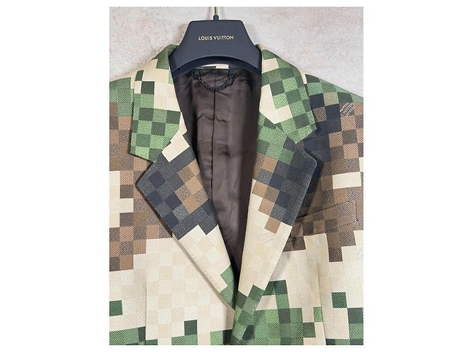 Blazer Tailored Damoflage Louis Vuitton Show SS2024 Taille 48 Marrone Nero Beige Verde - vista 2