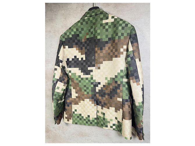Blazer Tailored Damoflage Louis Vuitton Show SS2024 Taille 48 Marrone Nero Beige Verde - vista 4