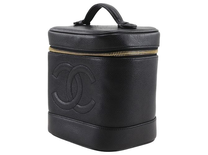 Chanel Vintage Timeless Cosmetic Case Caviar Tall Nero - vista 3