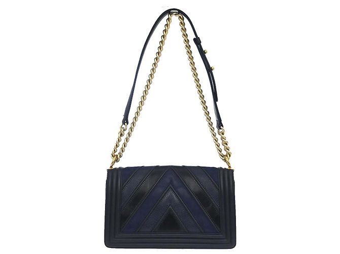 Chanel Boy Flap Chevron Caviar e Calfskin Old Medium Blu navy - vista 2
