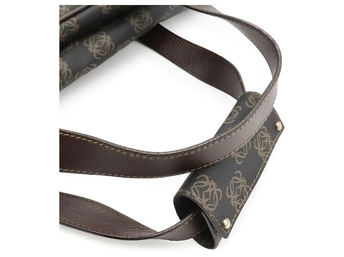Borsa Boston Loewe Repeat Anagram Nero Marrone scuro - vista 5
