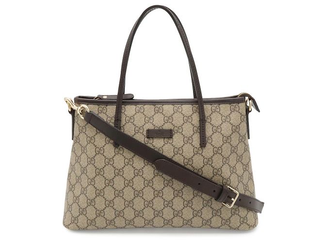 Borsa Tote Gucci GG Supreme Plus Beige Marrone scuro - vista 2