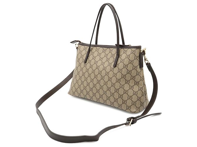 Borsa Tote Gucci GG Supreme Plus Beige Marrone scuro - vista 3
