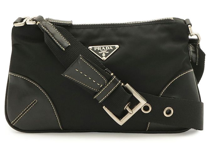 Borsa a Spalla Leggera in Tessuto Prada Nero - vista 2