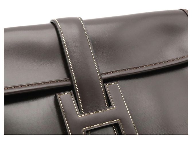Clutch Hermès Jige PM in pelle marrone scuro - vista 6