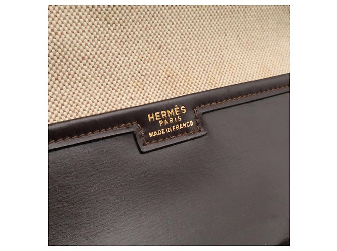Clutch Hermès Jige PM in pelle marrone scuro - vista 8