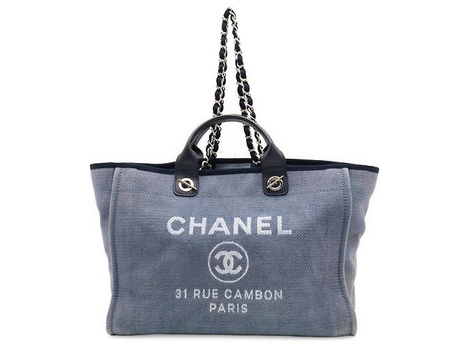 Chanel Deauville GM Chain Tote Bag Blau - Ansicht 2