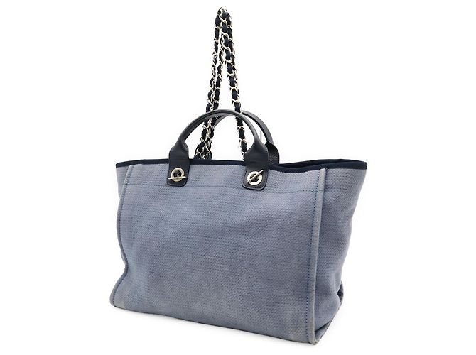 Chanel Deauville GM Chain Tote Bag Blau - Ansicht 3