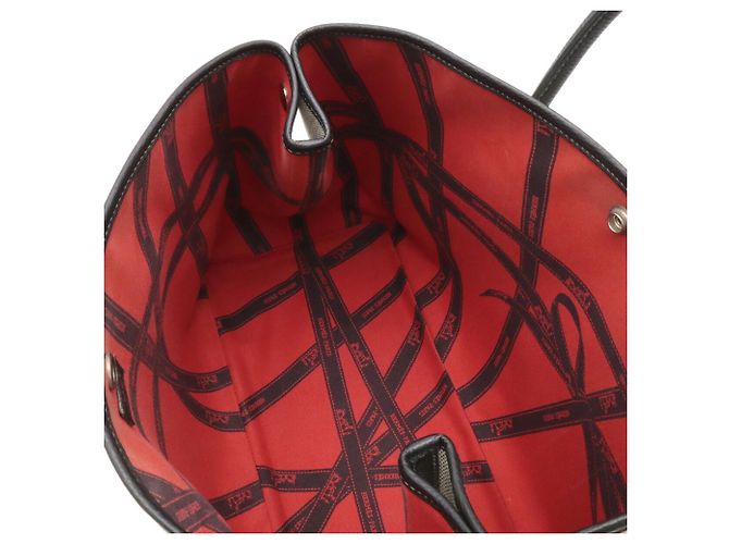 Hermès Borsa Tote HERMES Garden PM Bolduc Ribbon Marrone Nero - vista 9