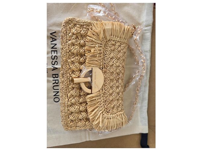 Borsa con patta Vanessa Bruno in rafia Beige - vista 3