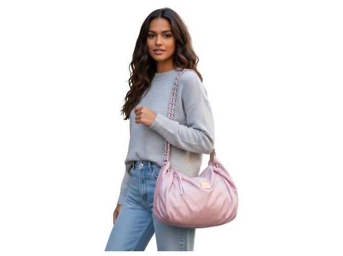 Borsa Hobo in pelle rosa metallizzato Pinko - vista 2