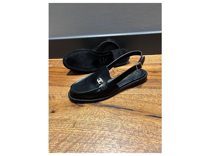 Mocassini slingback in pelle nera Chanel 37 Nero - vista 11