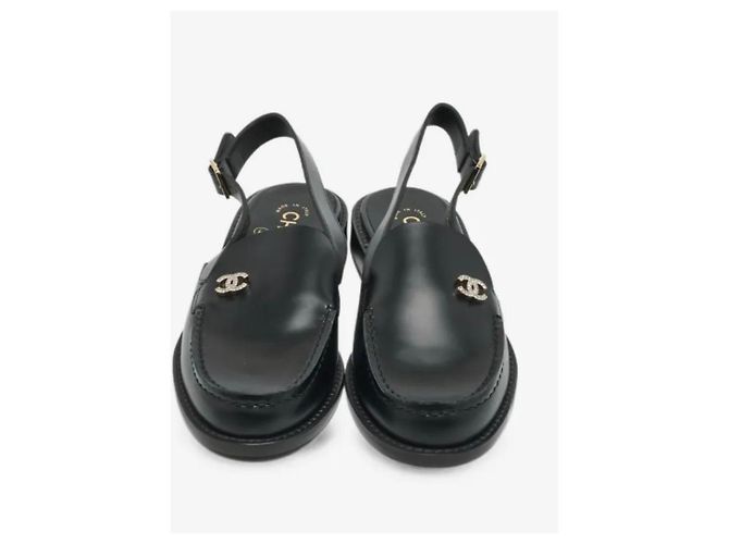 Mocassini slingback in pelle nera Chanel 37 Nero - vista 12