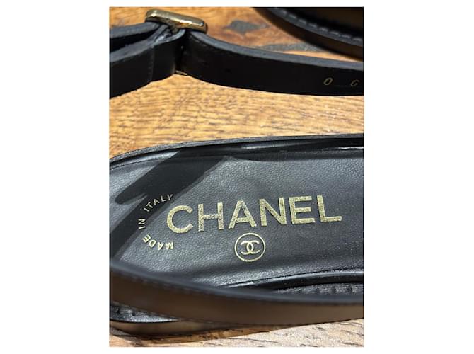 Mocassini slingback in pelle nera Chanel 37 Nero - vista 5