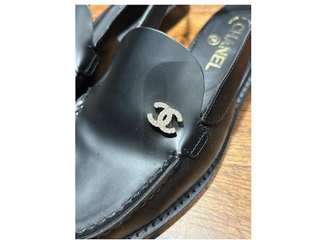 Mocassini slingback in pelle nera Chanel 37 Nero - vista 9