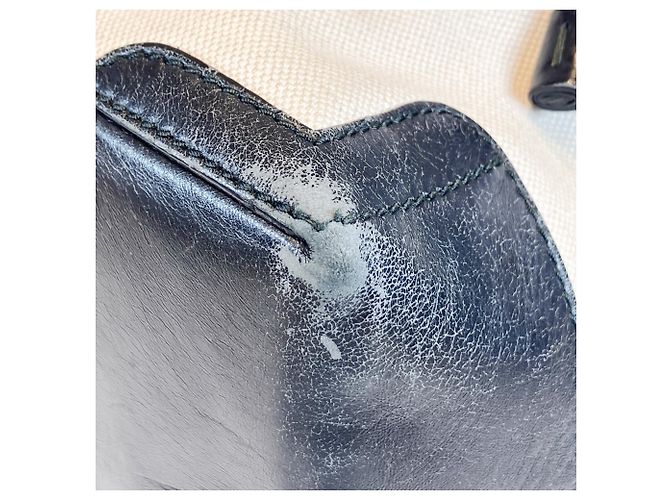 Borsa a tracolla a secchiello blu navy Balenciaga Nero Bianco - vista 6