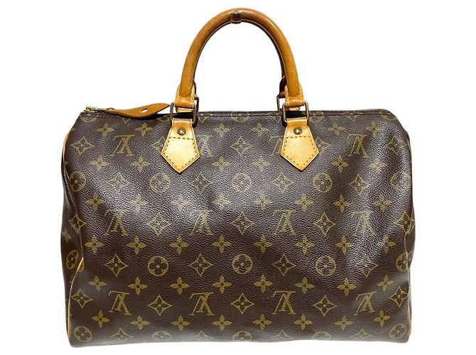 Borsa Louis Vuitton Speedy 35 in tela Monogram Marrone - vista 2