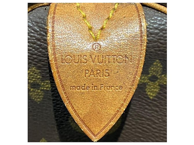 Borsa Louis Vuitton Speedy 35 in tela Monogram Marrone - vista 4