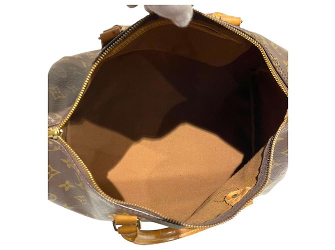 Borsa Louis Vuitton Speedy 35 in tela Monogram Marrone - vista 8